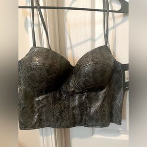 Snake print faux leather corset top